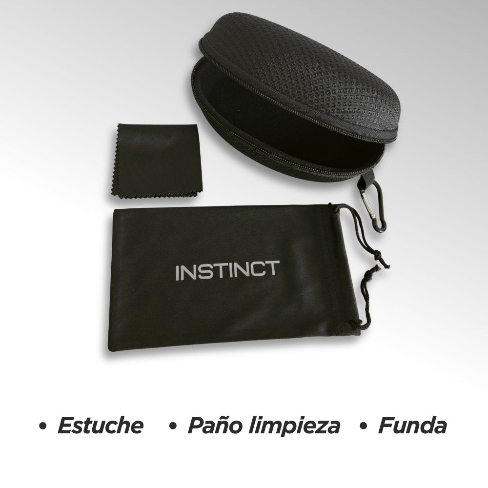 Estuche de protección Instinct: estuche rígido, funda y paño de microfibra